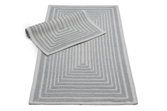 Set Covor Bumbac Frame Gri, 2 covoare, 55x100 cm - 1 bucata, 40x55 cm - 1 bucata