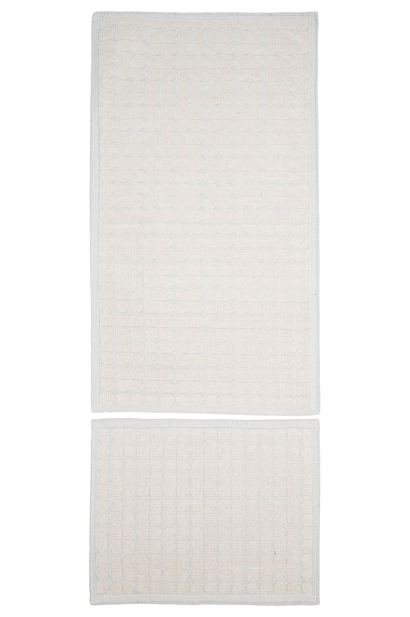 Set Covor Bumbac Pibo Bej, 2 covoare, 55x100 cm - 1 bucata, 40x55 cm - 1 bucata