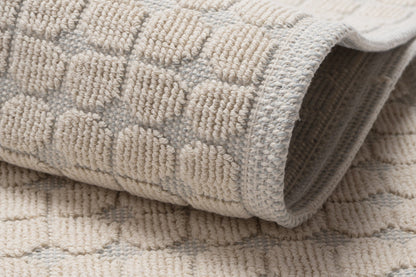Set Covor Bumbac Pibo Bej, 2 covoare, 55x100 cm - 1 bucata, 40x55 cm - 1 bucata