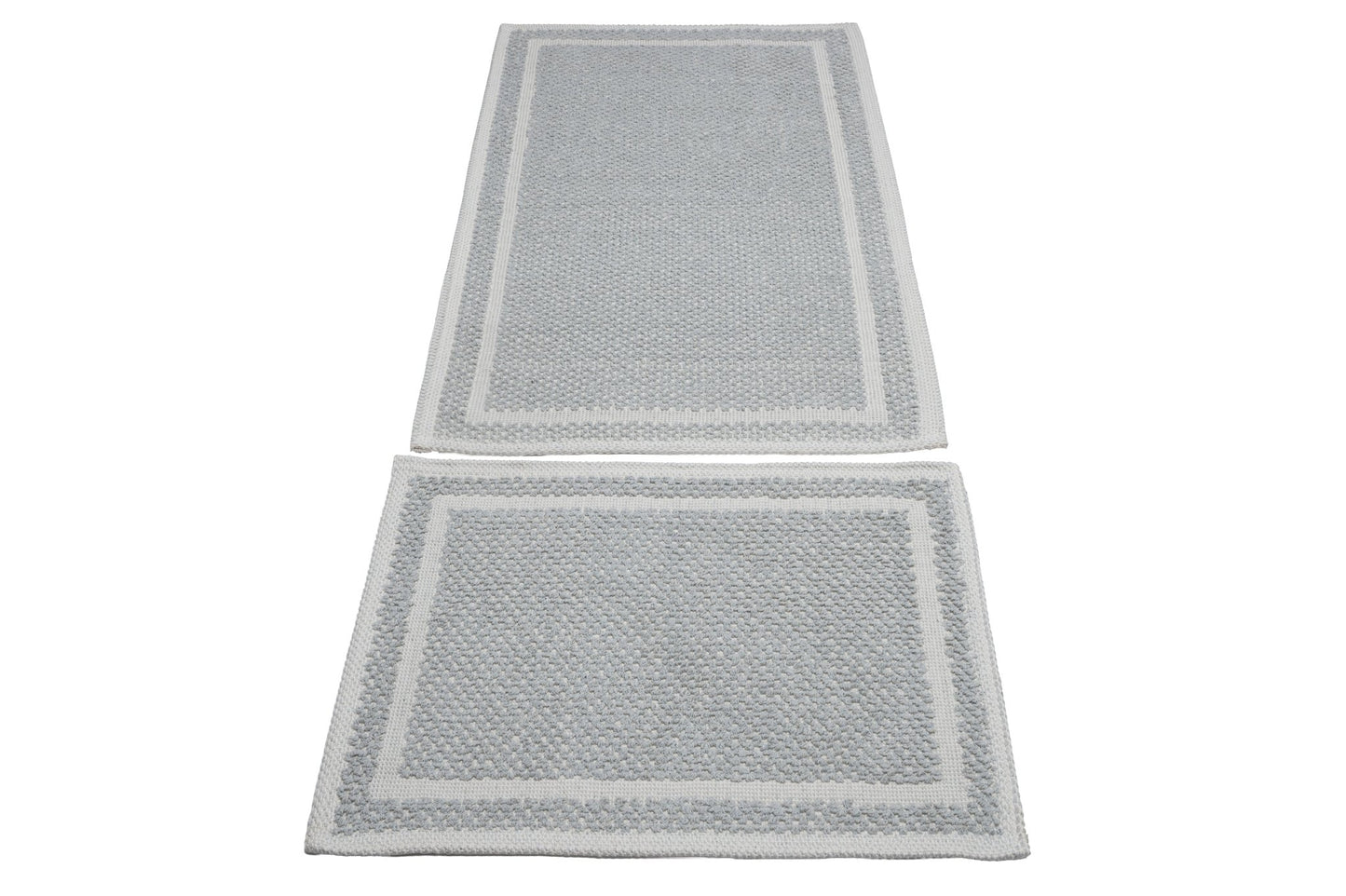Set Covor Bumbac Pixo Gri, 2 covoare, 55x100 cm - 1 bucata, 40x55 cm - 1 bucata