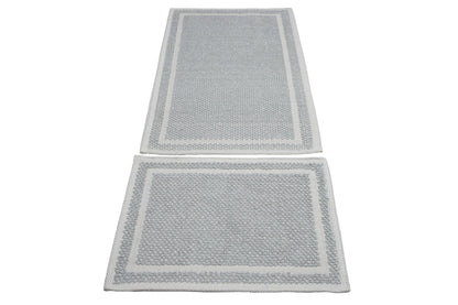 Set Covor Bumbac Pixo Gri, 2 covoare, 55x100 cm - 1 bucata, 40x55 cm - 1 bucata