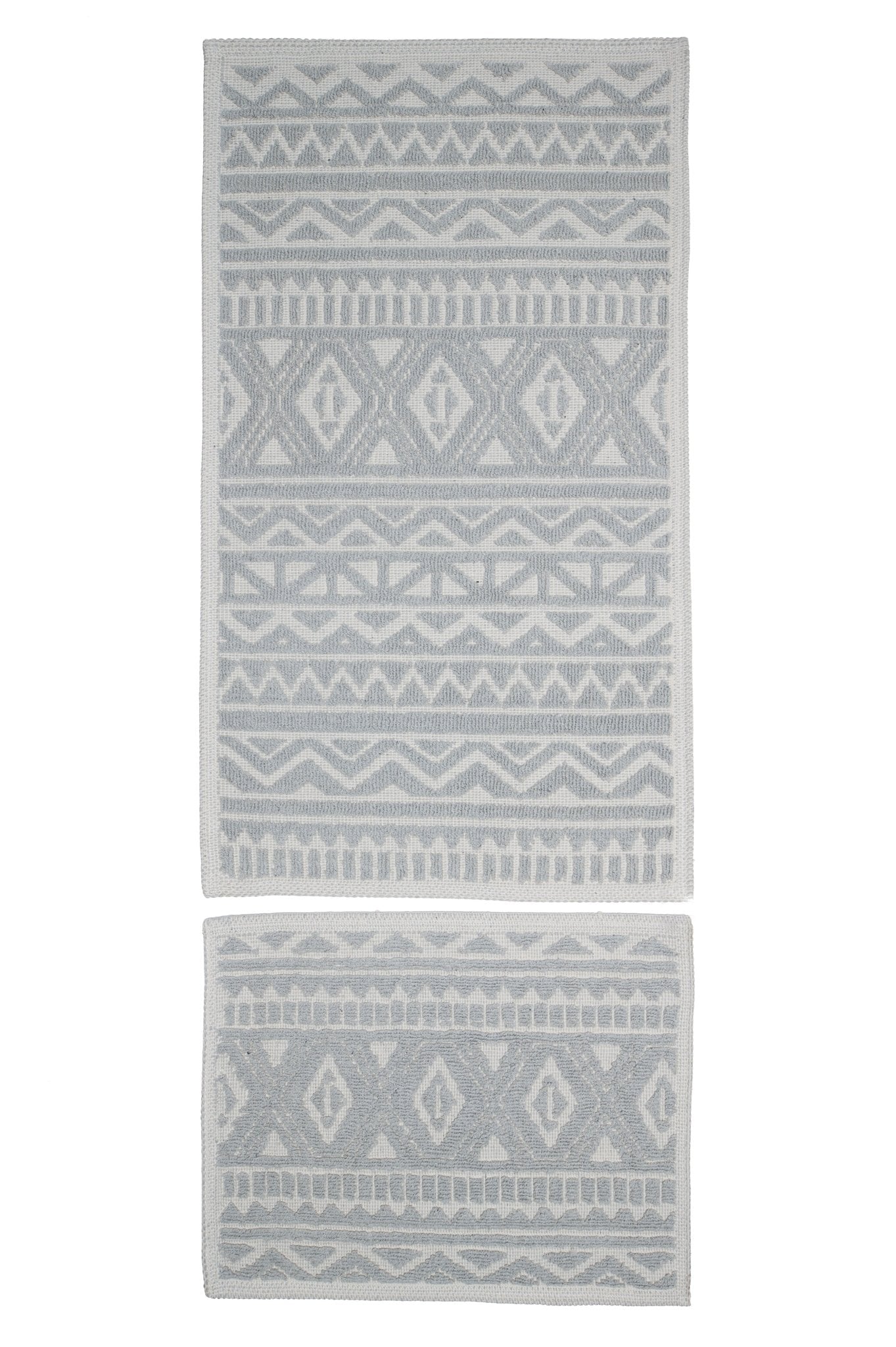 Set Covor Bumbac Trado Gri, 2 covoare, 55x100 cm - 1 bucata, 40x55 cm - 1 bucata