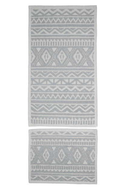 Set Covor Bumbac Trado Gri, 2 covoare, 55x100 cm - 1 bucata, 40x55 cm - 1 bucata