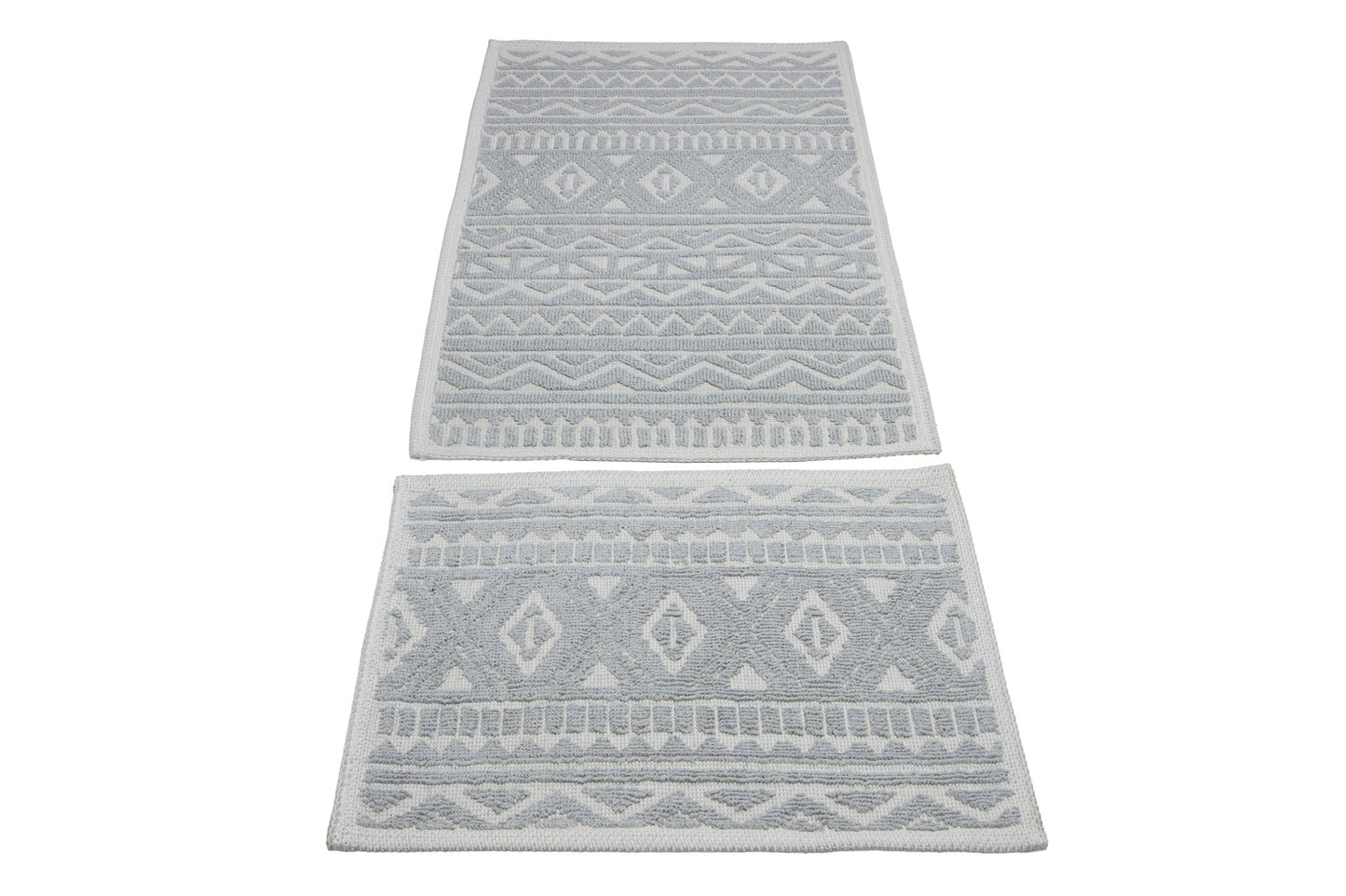 Set Covor Bumbac Trado Gri, 2 covoare, 55x100 cm - 1 bucata, 40x55 cm - 1 bucata