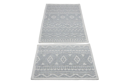 Set Covor Bumbac Trado Gri, 2 covoare, 55x100 cm - 1 bucata, 40x55 cm - 1 bucata