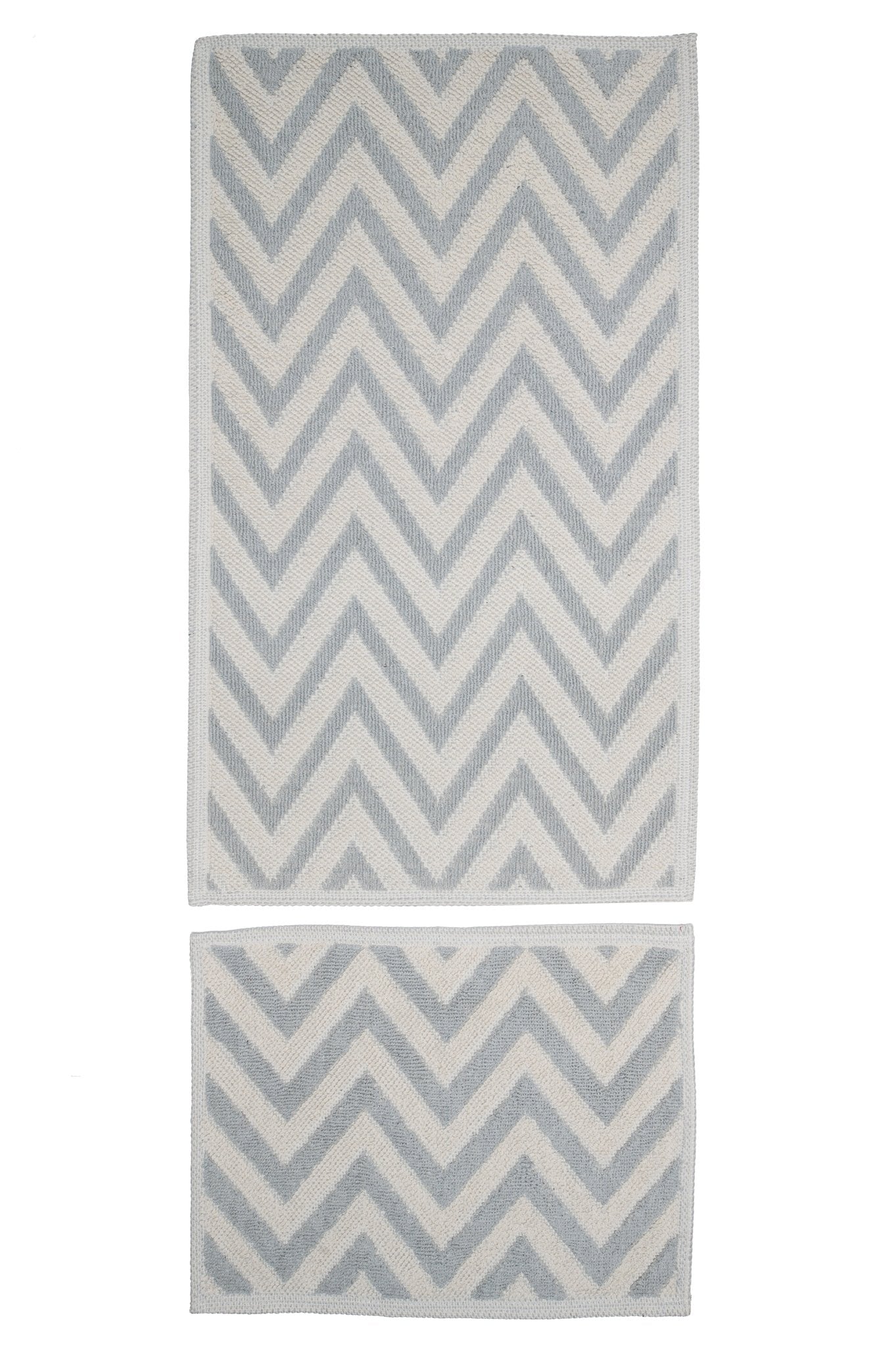 Set Covor Bumbac Zigo Gri, 2 covoare, 55x100 cm - 1 bucata, 40x55 cm - 1 bucata