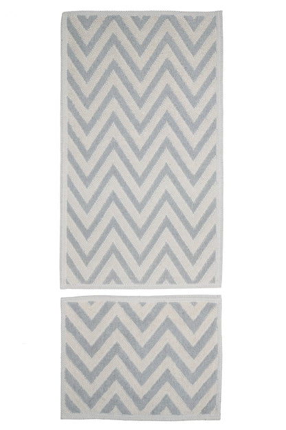 Set Covor Bumbac Zigo Gri, 2 covoare, 55x100 cm - 1 bucata, 40x55 cm - 1 bucata