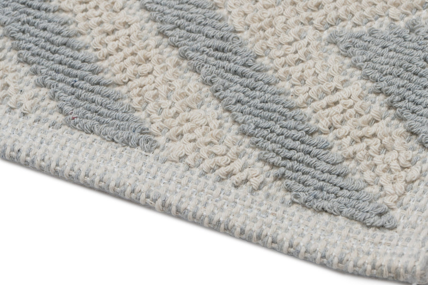 Set Covor Bumbac Zigo Gri, 2 covoare, 55x100 cm - 1 bucata, 40x55 cm - 1 bucata