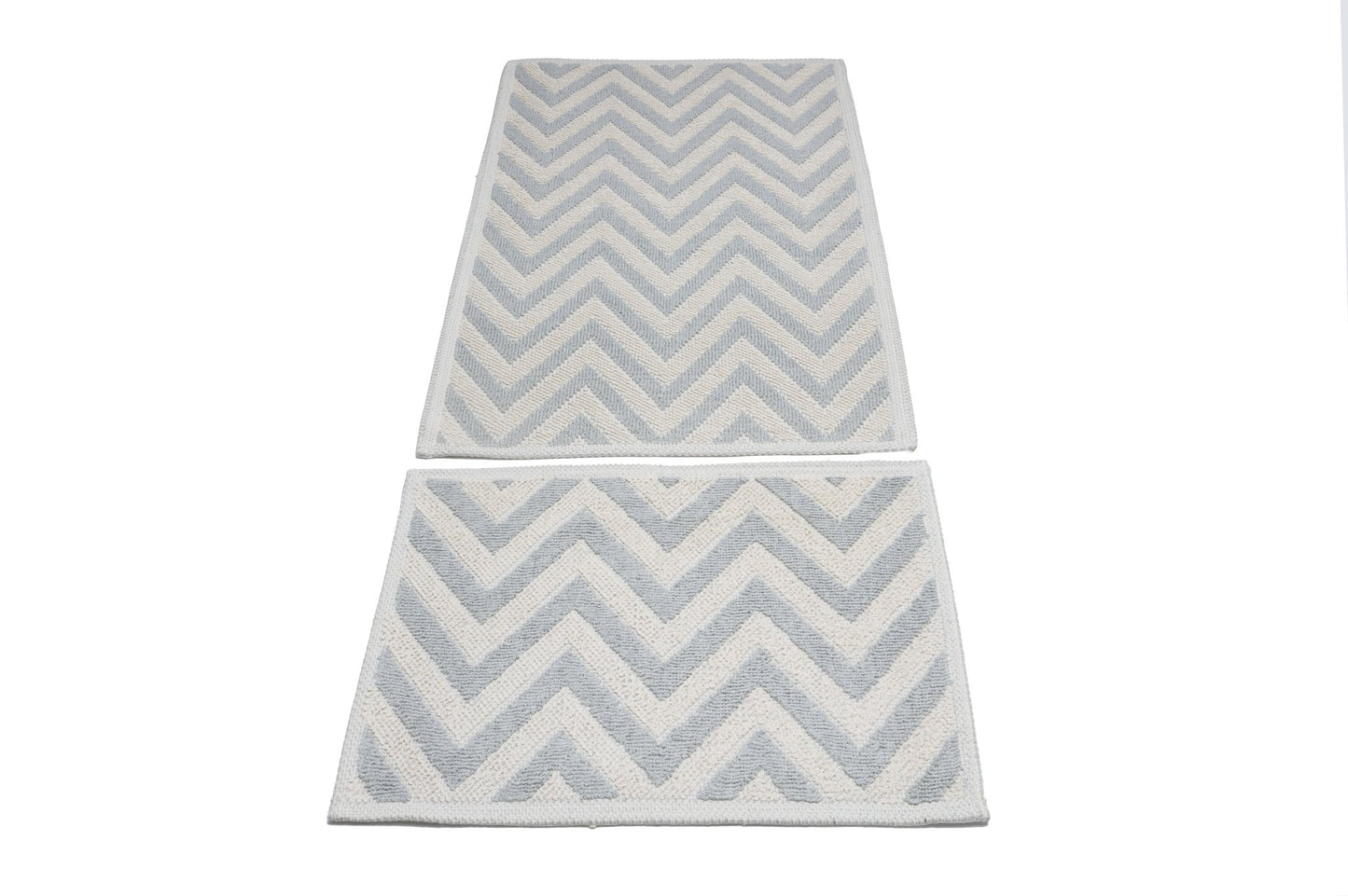Set Covor Bumbac Zigo Gri, 2 covoare, 55x100 cm - 1 bucata, 40x55 cm - 1 bucata