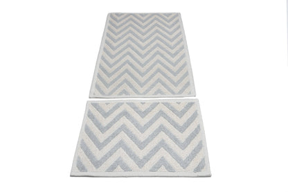 Set Covor Bumbac Zigo Gri, 2 covoare, 55x100 cm - 1 bucata, 40x55 cm - 1 bucata