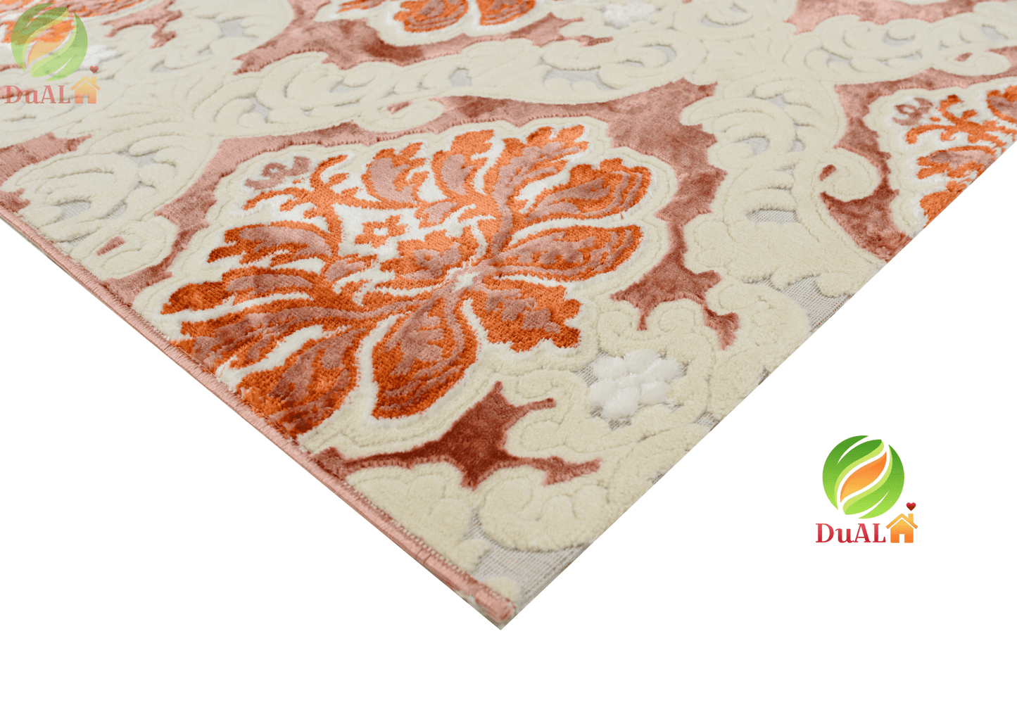 Set Covor Defne Baroca Roz, 3 covoare, 140x210 cm - 1 bucata, 60x120 cm - 2 bucati