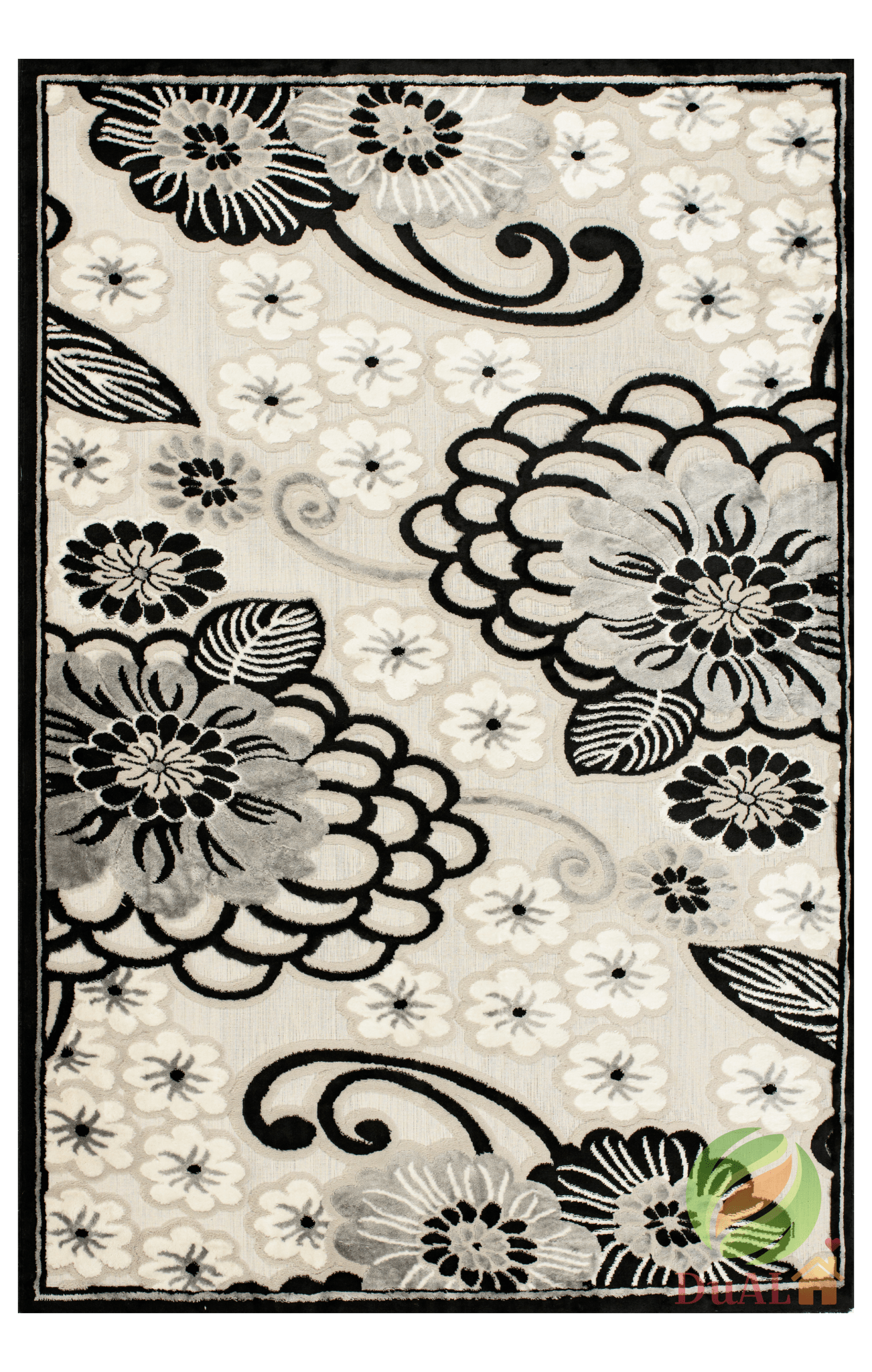 Set Covor Defne Carola Gri - Negru, 3 covoare, 140x210 cm - 1 bucata, 60x120 cm - 2 bucati