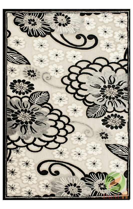 Set Covor Defne Carola Gri - Negru, 3 covoare, 140x210 cm - 1 bucata, 60x120 cm - 2 bucati