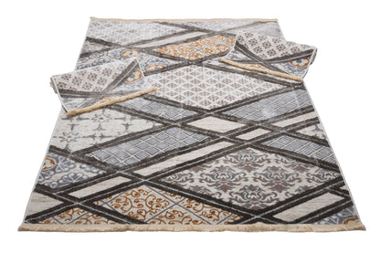 Set Covor Defne Dinamic Bej-Gri, 3 covoare, 140x210 cm - 1 bucata, 60x120 cm - 2 bucati
