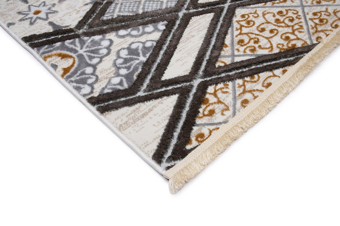 Set Covor Defne Dinamic Bej-Gri, 3 covoare, 140x210 cm - 1 bucata, 60x120 cm - 2 bucati