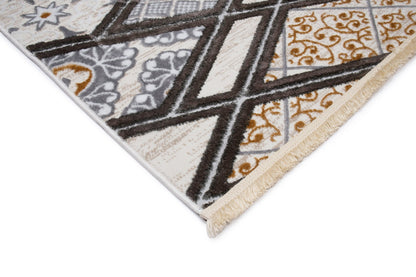 Set Covor Defne Dinamic Bej-Gri, 3 covoare, 140x210 cm - 1 bucata, 60x120 cm - 2 bucati