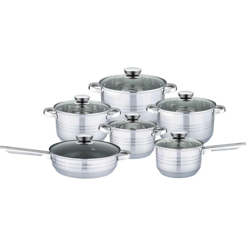 Set Oale Inox Bachmayer BM-1205, 12 Piese, Compatibil Inducție, Fund Multistrat 9 Straturi