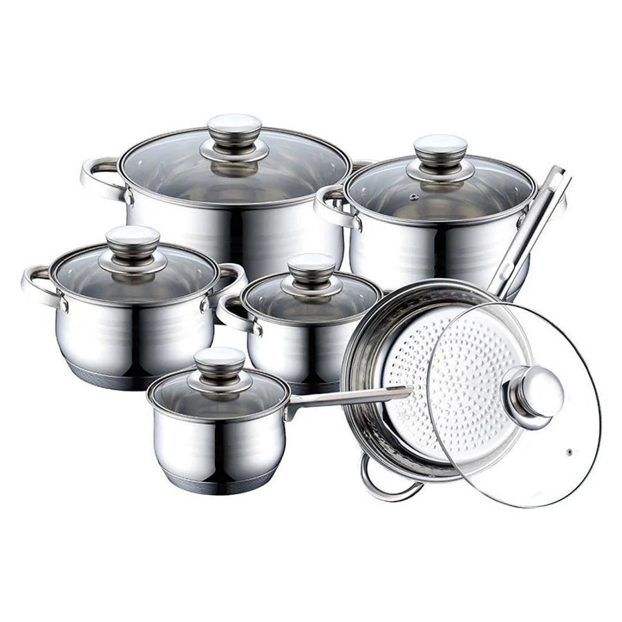 Set Oale Inox Bachmayer BM-1205, 12 Piese, Compatibil Inducție, Fund Multistrat 9 Straturi