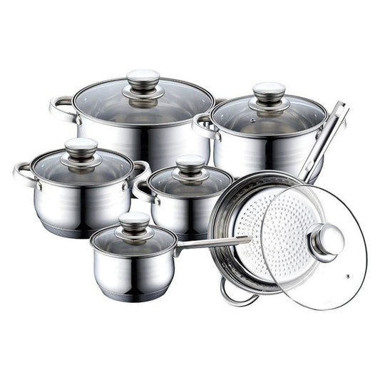 Set Oale Inox Bachmayer BM-1205, 12 Piese, Compatibil Inducție, Fund Multistrat 9 Straturi