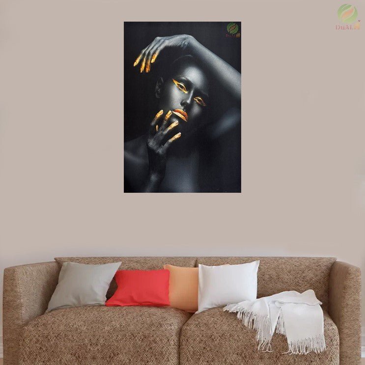 Tablou Canvas cu led, Africana Diva Gold