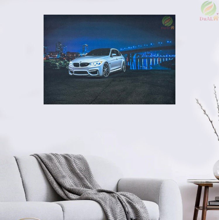 Tablou Canvas cu led, BMW M3, Alb