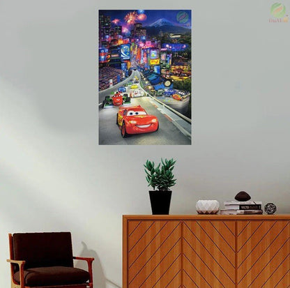 Tablou Canvas cu led, Cars, copii, multicolor