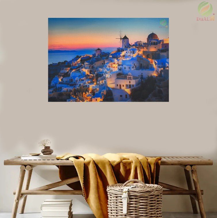 Tablou Canvas cu led, Greek Orizont, Albastru