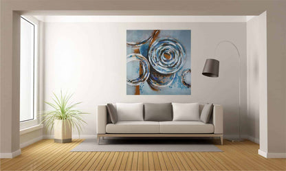 Aquamarine Hand Painted Painting, 100x100 cm, FSC 100%