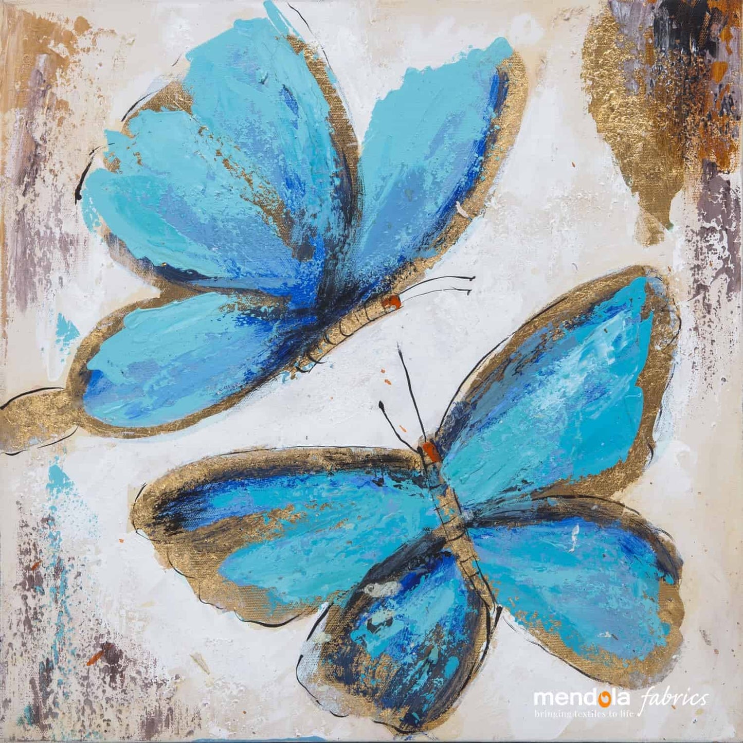 Tablou Pictat Manual Butterfly Albastru, 40x40 cm, FSC 100%