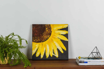 Hand Painted Painting Sunflower B, 40x40 cm