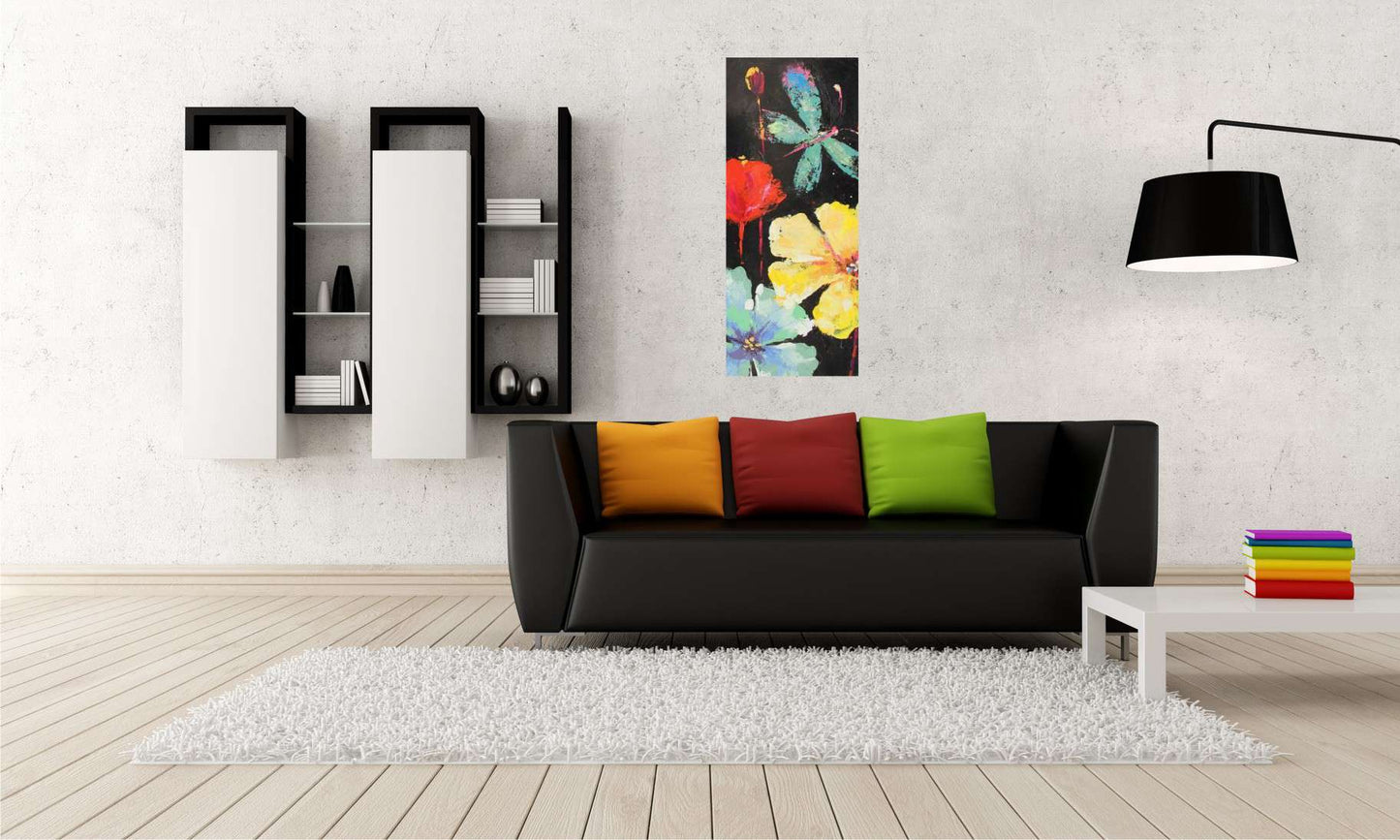 Tablou Pictat Manual Florid A, 100x40 cm