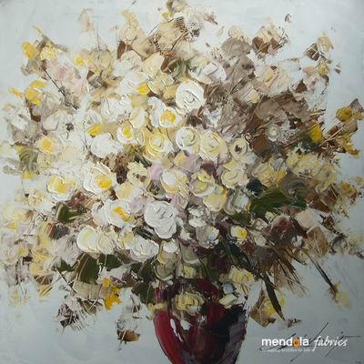 White Geranium Hand Painted Painting, 60x60 cm, FSC 100%