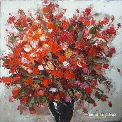 Tablou Pictat Manual Geranium Rosu, 60x60 cm