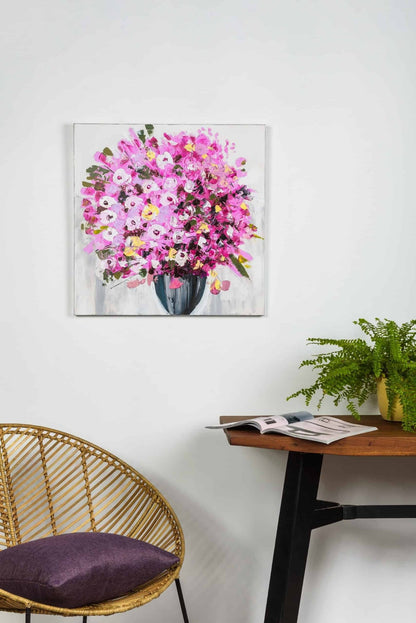 Tablou Pictat Manual Geranium Roz, 60x60 cm, FSC 100%