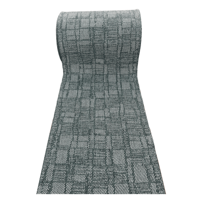 Traversa 80 cm covor interior/exterior reversibil alb/verde – model geometric, 2 fete